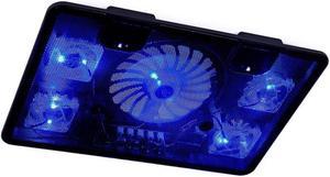 NAJU N5 14-17 inch Gaming Laptop Cooler Cooling Pad, 5 Quiet Fans, 2 USB Port and Blue LED Light