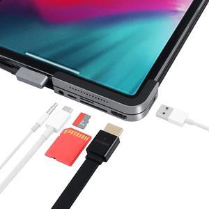 USB C Hub Adapter for 2021 2020 2019 2018 New iPad Pro 11"/12.9", 6-in-1 Mini Type C Hub with USB C to HDMI 4K@30Hz, PD Charging&Data, USB3.0, 3.5mm Headphone Jack,SD/Micro Card Reader