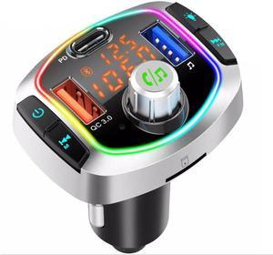 BC63 Bluetooth FM Transmitter -ESTONE Bluetooth Car Adapter Transmitter FM Audio Receiver 2 USB PD Type C Car Charger, LED Backlit Support TF Card Compatible for iPhone 11 Samsung S20 All Smartphones