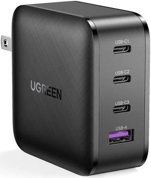 65W Gan Fast Charger,ESTONE 4-Port USB C Charger with 3 USB-C PD 3.0 & 1 USB-A QC 3.0 Ports PD Charger for USB-C Laptop, MacBook Pro/Air, iPad Pro, iPhone, Samsung and More