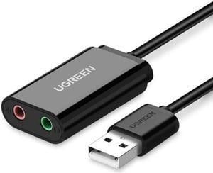 ESTONE USB Sound Card, VENTION USB Audio Adapter Stereo External Sound Card with 3.5mm Headphone and Microphone Jack for Windows, MAC, Linux, PC,Laptop, Desktops,PS5 [Black]