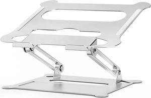 ESTONE Aluminum Laptop Stand for Desk Compatible with Mac MacBook Pro Air Apple Notebook, Foldable Portable Holder Ergonomic Elevator Metal Riser for 10-17 inch (Z19-Silver)