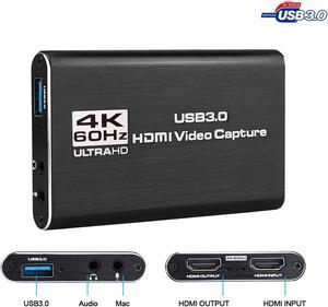 USB3.0 TO HDMI Video Capture Card Dongle Streaming Live Stream Broadcas, 1080P 60fps HDMI Audio Video Capture Device Portable Video Convertert with MIC input for OBS Game Live Stream Video Recording