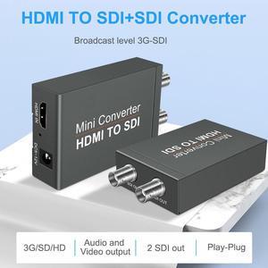 HDMI to SDI Adapter 1080P HDMI in to Two SDI Output SD-SDI HD-SDI 3G-SDI Video Converter Adapter Suitable for Cameras SDI Monitor HDTV