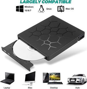 2022 New DVD/CD ROM Rewriter Burner for Laptop, USB 3.0 Type-C Dual Port Portable External CD DVD Drive with 4 USB Ports and 2 SD Card Slots for Laptop Desktop PC Windows Linux OS Apple Mac