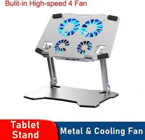 Tablet Stand with 4 High-speed Cooling Fan,Adjustable Tablet Computer Stand,Multi-Angle Stand,Phone Stand Portable Foldable Tablet Riser Notebook Holder Stand Compatible for iPad Pro 12.9 9.7