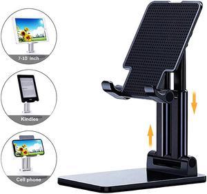 Adjustable Cell Phone Stand for Desk: Angle Height Adjustable Foldable Cellphone Holder w/Anti-Slip Silicon Pad for Office, Compatible with iPhone 11 12 Max Xr X 8 iPad Mobile Samsung Galaxy, Black