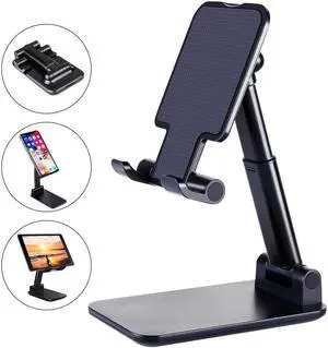 Adjustable Cell Phone Stand for Desk,Upgraded T9 Desktop Phone Holder with Bigger Body and Longer Arm, Supper Stability, Compatible with All Mobile Phones,iPhone,iPad,Tablet(4-12.9Inches)-Black
