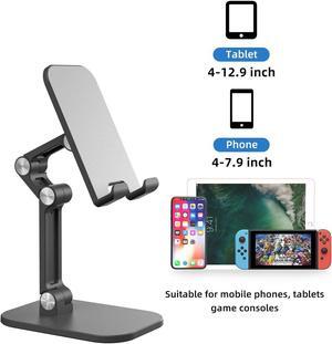 Foldable Phone Stand for Desk-Upgraded Adjustable Portable Cell Phone Holder Cradle Desktop Dock Compatible with (4.7-12.9") iPad, ipad Pro 12.9, Air Mini 4, iPhone, Kindle, Switch, Black