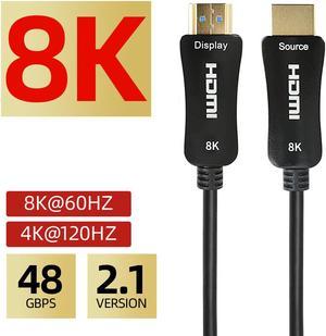 8K HDMI Fiber Optic Cable 30ft, 4K120 8K@60Hz HDMI 2.1 Cable, Long HDMI Cable 48Gbps Ultra High Speed Slim HDMI Optical Audio Cable, eARC HDR10 HDCP 2.2 Compatible with PS5 Xbox TV Projector