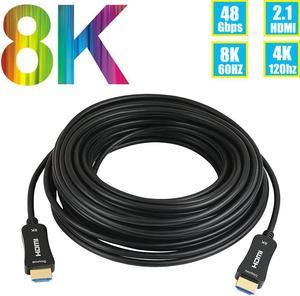 8K Fiber HDMI Cable 30ft, Fiber Optic HDMI 2.1 Cable [8K@60Hz,4K@120Hz], 48Gbps, Dynamic HDR, eARC, BT.2020 Compatible with RTX 3080/3090 Xbox Series X PS5 Denon AV Receiver LG Samsung Sony TV