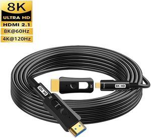 Detachable Fiber Optic HDMI2.1 In-wall Cable, 8K HDMI 2.1 High Speed 48Gbps 8K@60Hz 4K@120Hz Dynamic HDR 10, eARC, HDCP2.2, 4:4:4 Audio Cable for in-Wall Installation-16FT