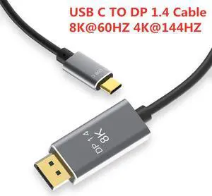 10ft/3m USB C to DisplayPort 1.4 Cable - 4K/5K/8K USB Type-C to DP 1.4 Alt Mode Video Adapter Converter - HBR3/HDR/DSC - 8K 60Hz DP Monitor Cable for USB-C/Thunderbolt 3 10ft/3m USB C to DisplayPort 1.4 Cable - 4K/5K/8K USB Type-C to DP 1.4 Alt Mode Video Adapter Converter - HBR3/HDR/DSC - 8K 60Hz DP Monitor Cable for USB-C/Thunderbolt 3