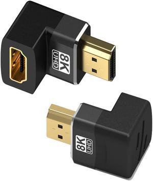 ESTONE 2Pack 8K HDMI Adapter Right Angle 90 Degree and 270 Degree Gold Plated HDMI Male to Female Connector Supports 3D 8K HDMI Extender for TV Stick Roku Stick Chromecast Xbox PS5 PS4