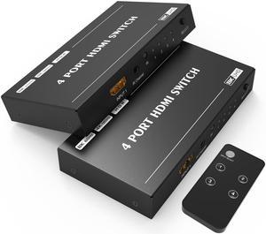 ESTONE HDMI Switcher with Remote Control, 8K 4K 120hz Ultra HD 8K High Speed 48Gbps Directional HDMI Switch 4in 1out 8K@60Hz 4K@120Hz Switcher Converter Compatible with Xbox PS5 Projectors Monitors