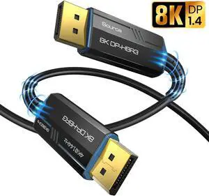 Fiber DisplayPort Cable 33ft,ESTONE Fiber Optic Displayport 1.4 Cable Supports 8K@60Hz, 4K@144Hz, 32.4Gbps, Slim and Flexible Fiber DP to DP Cable Fiber DisplayPort Cable 33ft,ESTONE Fiber Optic Displayport 1.4 Cable Supports 8K@60Hz, 4K@144Hz, 32.4Gbps, Slim and Flexible Fiber DP to DP Cable