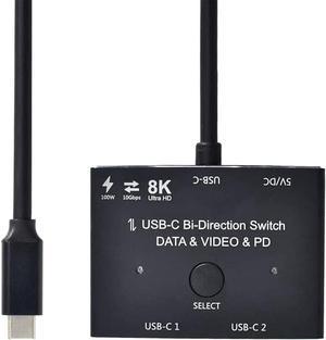 Upgrade Version USB-C Switch Supports 4K@120Hz 8K@30Hz Video / 10Gbps Data Transfer / 100W Charging Compatible with Thunderbolt
