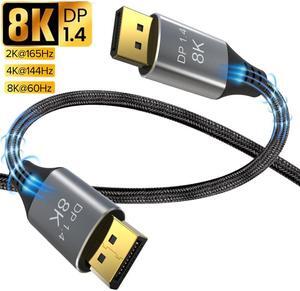 VESA Certified 1.4 8K DisplayPort Cable 6.6FT/2M, ESTONE DP Cable (8K@60Hz, 4K@144Hz, 1080P@240Hz) HBR3 Support 32.4Gbps, HDCP 2.2, HDR10 FreeSync G-Sync for Gaming Monitor 3090 Graphics PC