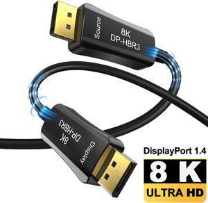 Fiber 8K 4K DisplayPort Cable 5m 16ft,ESTONE DP 1.4 HBR3 8K@60Hz 4K@144Hz High Speed 32.4Gbps Optical Fiber Slim and Flexible DP to DP Cable(In Wall)