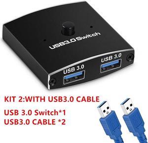 USB 3.0 Switch Selector, Bi-Directional 2 in 1 Out / 1 in 2 Out USB Switcher for 2 Computers Share 1 USB Devices, Mouse, Keyboard, Scanner, Printer, Etc, 2 USB3.0 Cables Included