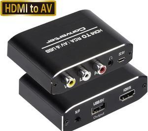 HDMI to AV/RCA Converter with 3.5mm Aux Audio, 1080p HDTV HDMI to Composite RCA Audio Video A/V CVBS Adapter Converter Box with Power Adapter, High-end Metal Box