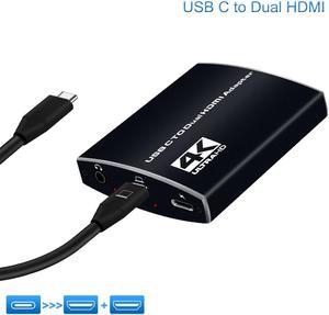 USB C to Dual HDMI Adapter 4K @60hz,ESTONE Type C to HDMI Converter with 3.5mm Audio Jack for MacBook Pro Air 2020/2019/2018,LenovoYoga 920/Thinkpad T480,Dell XPS 13/15,etc