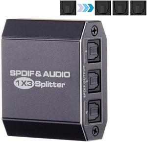 ESTONE 3 port 1x3 optical toslink SPDIF digital audio splitter,1 input and 3 ouput,support DTS AC3,DTS,DTS-HD and LCPM