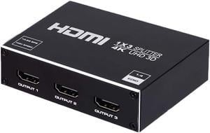 ESTONE HDMI Splitter 1 in 3 Out, 1x3 Power HDMI Splitter 3 Ports w/AC Adapter, 4Kx2K@30Hz 3D Full HD Distributor for Xbox, PS5, Roku Blu-Ray Player, HDTV  - Adapter Included