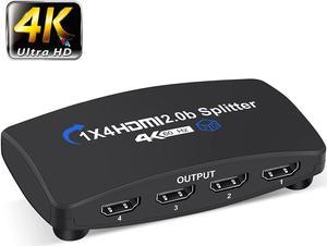 ESTONE 4K@60Hz HDMI Splitter 1 in 4 Out, 4 Way HDMI Splitter for Four Monitors, 1x4 HDMI2.0 Splitter Video Distributor Mirror Only, Support 3D, HDCP2.2, HDR, 4K@60Hz, RGB 8:8:8