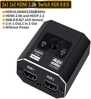 4K@60Hz HDMI 2.0b Ultra HD High Speed 18Gbps Bi-Directional Switch 2in 1out/1in 2out 4K Converter with HDMI Cable Compatible with Xbox PS5 Projectors Monitors