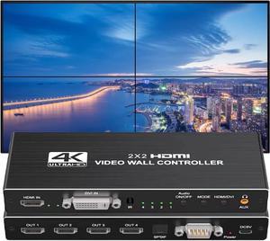 4 Channel Video Wall Controller 2x2 HDMI DVI USB Video Processor with RS232 Control for 4 TV Processor Images Stitching Video Wall Processor