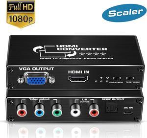 HDMI to 5RCA/VGA Scaler Converter with Scaler Function, ESTONE Aluminum 1080P HDMI to YPbPr, HDMI to RGB 5RCA Scaler Converter, HDMI Input to Component YPbPr/VGA Output Converter