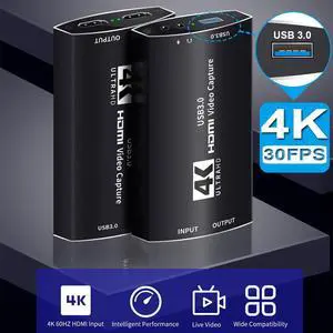 Upgraded 4k@60hz Audio Video Capture Card,HD Video Capture,HDMI USB 3.0 Video Grabber Device, Support HDR, EDID, HDCP2.2 for Game Recording, Live Streaming Broadcasting (Black)