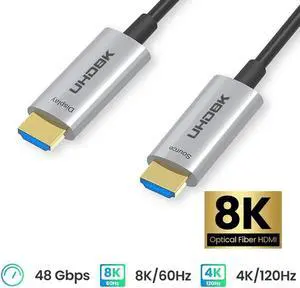 100FT, High-Speed 48Gbps Fiber Optic Gaming HDMI 2.1 Cable (8K@60Hz 4K@120Hz 144Hz ) - Compatible with Roku TV/PS5/HDTV/Blu-ray , -Slim CL3 Rated In-Wall Silver 100FT, High-Speed 48Gbps Fiber Optic Gaming HDMI 2.1 Cable (8K@60Hz 4K@120Hz 144Hz ) - Compatible with Roku TV/PS5/HDTV/Blu-ray , -Slim CL3 Rated In-Wall Silver