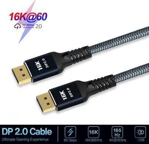 VESA Certified DisplayPort Cable 2.0, ESTONE 16K DP Cable 6.6FT (16K@60Hz, 8K@60Hz, 4K@165Hz) HBR3 Support 80Gbps, HDCP 2.2, HDR10 FreeSync G-Sync