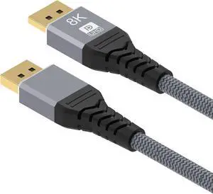 DisplayPort 1.4 Cotton-Braided Cable, DP Cable 10ft (8K@60Hz, 2K@240Hz, 4K@144Hz, 32.4Gbps), Display Port to Display Port Cable 1.4 (DP to DP Cable) for Gaming Laptop TV PC Computer Monitor