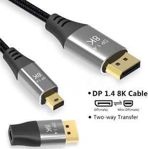 Mini DP to DisplayPort 8K Cable 8K(7680x4320)@60Hz 4K@144Hz DisplayPort 1.4 Bi-Directional Transmission DisplayPort to Mini DisplayPort 8K Cable - 10ft