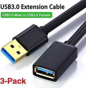 3 Pack USB Extension Cable, (6.6FT) USB Extender USB 3.0 Extension Cable Nylon Braided Compatible with Webcam, Camera, Phone, USB hub, Mouse, Keyboard, Printer, Hard Drive, Headset, Xbox