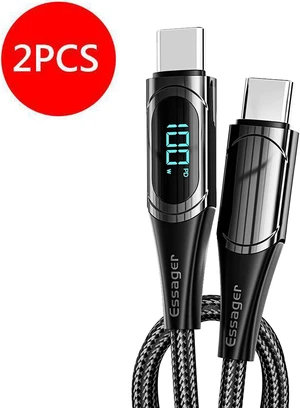 3.3ft USB C Cable, 5A PD100W Super Fast Charging Cable Type C to Type C Cable with LED Display USB C Charger Cord for MacBook Pro Air i Pad Thunderbolt Samsung Galaxy Switch PS5 USB C Device, 2-Pack 3.3ft USB C Cable, 5A PD100W Super Fast Charging Cable Type C to Type C Cable with LED Display USB C Charger Cord for MacBook Pro Air i Pad Thunderbolt Samsung Galaxy Switch PS5 USB C Device, 2-Pack