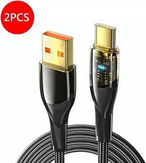 100W USB A to USB C Cable, E-Mark 7A PD Transparent Type-C Fast Charging 480Mbps Nylon Braided Laptop Data Cord for MacBook Pro Air iPad Samsung Galaxy Pixel LG PS5 and More, 3.3ft 2-Pack 100W USB A to USB C Cable, E-Mark 7A PD Transparent Type-C Fast Charging 480Mbps Nylon Braided Laptop Data Cord for MacBook Pro Air iPad Samsung Galaxy Pixel LG PS5 and More, 3.3ft 2-Pack