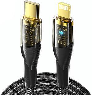 [1-Pack 6.6ft] USB C to Lightning Cable Transparent Shell, 29W PD 3A Fast Charging Type C to Lightning Cable, Nylon Braided [Apple MFi Certified] for iPhone 14 13 Pro 12 Pro Max 12 11 X, AirPods Pro