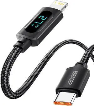 USB C Cable to i-Product 29W Fast Charging Cable with LED Display- Nylon Braided MFi Certified, Supports Data Transfer Type C Cable, 6.6FT/2M,1 Pack Black USB C Cable to i-Product 29W Fast Charging Cable with LED Display- Nylon Braided MFi Certified, Supports Data Transfer Type C Cable, 6.6FT/2M,1 Pack Black