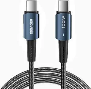 100W USBC to USBC Cable 1 Pack 6.6ft,ESTONE Type C to Type C Cable, USB C Charger Cable Fast Charging Compatible with MacBook Air/Pro, iPad Pro 12.9/11/Air/Mini, Samsung S23/22/21/Note20 - Blue 100W USBC to USBC Cable 1 Pack 6.6ft,ESTONE Type C to Type C Cable, USB C Charger Cable Fast Charging Compatible with MacBook Air/Pro, iPad Pro 12.9/11/Air/Mini, Samsung S23/22/21/Note20 - Blue