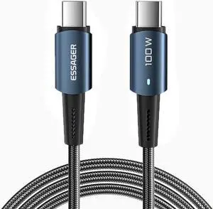 100W USBC to USBC Cable 1 Pack 3.3ft,ESTONE Type C to Type C Cable, USB C Charger Cable Fast Charging Compatible with MacBook Air/Pro, iPad Pro 12.9/11/Air/Mini, Samsung S23/22/21/Note20 - Blue 100W USBC to USBC Cable 1 Pack 3.3ft,ESTONE Type C to Type C Cable, USB C Charger Cable Fast Charging Compatible with MacBook Air/Pro, iPad Pro 12.9/11/Air/Mini, Samsung S23/22/21/Note20 - Blue