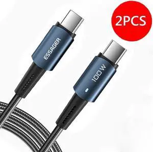USB C to USB C Cable (6.6ft 100W, 2-Pack), Type C Charging Cable Fast Charge for MacBook Pro 2020, iPad Pro 2020, iPad Air 4, Samsung Galaxy S21, Pixel, Switch, LG, and More  - Blue