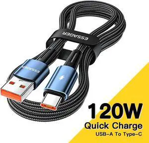 120W USB A to USB C Cable, E-Mark 6A PD Type-C Fast Charging 480Mbps Nylon Braided Laptop Data Cord for MacBook Pro Air iPad Samsung Galaxy Pixel LG PS5 and More, 6.6ft 1-Pack 120W USB A to USB C Cable, E-Mark 6A PD Type-C Fast Charging 480Mbps Nylon Braided Laptop Data Cord for MacBook Pro Air iPad Samsung Galaxy Pixel LG PS5 and More, 6.6ft 1-Pack