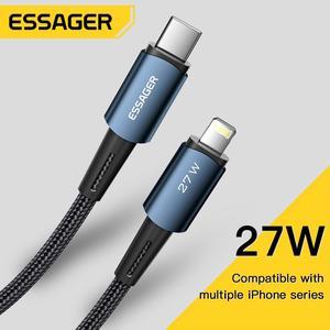 27W USB C Cable,ESTONE E-Mark 3A PD Fast Charging 480Mbps Nylon Braided Laptop Data Cord for iPhone 14 13 Pro 12 Pro Max 12 11 X XS, AirPods Pro and More, 3.3ft 1-Pack