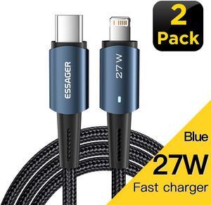 ESTONE USB C Cable [10ft, 2-Pack], 3A PD27W Super Fast Charging Cable Type C to Lightning Cable [MFi Certified] for iPhone 14 13 Pro 12 Pro Max 12 11 X XS, AirPods Pro, Supports Power Delivery
