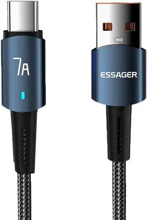 7A USB A to USB C Cable Fast Charging, ESTONE Nylon Braided Type-C Charging Cable for lPad Air/lPad Pro, MacBook Pro, Samsung Galaxy S21/S10/S9/Plus (1-Pack, 6.6ft)