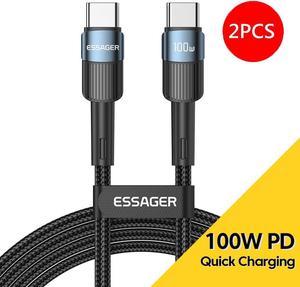 100W USB C to USB C Cable ,ESTONE  Type C to Type C Cable, USBC to USBC Fast Charging Cable Compatible with MacBook Air/Pro, iPad Pro 12.9/11/Air/Mini, Samsung Galaxy (2-Pack, 3.3ft)